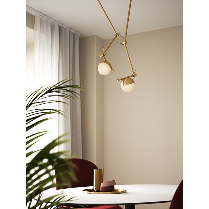 Teign - Brass & Opal Adjustable Scandi Wall Light/Pendant Light