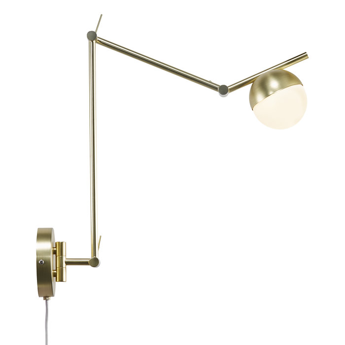 Teign - Brass & Opal Adjustable Scandi Wall Light/Pendant Light