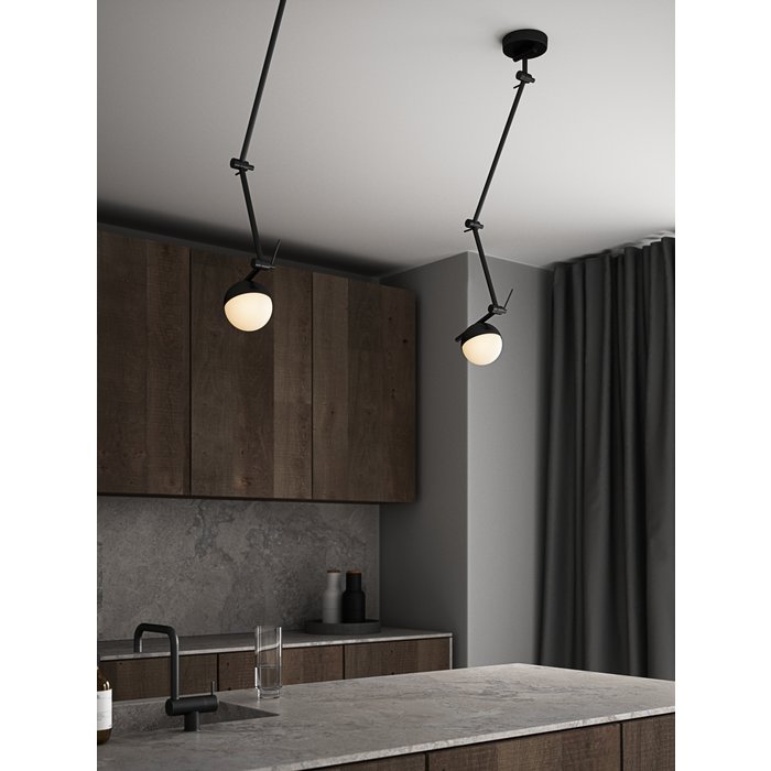 Teign - Black & Opal Adjustable Scandi Wall Light/Pendant Light