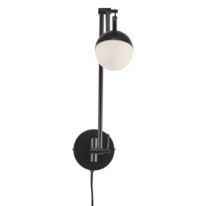 Teign - Black & Opal Adjustable Scandi Wall Light/Pendant Light