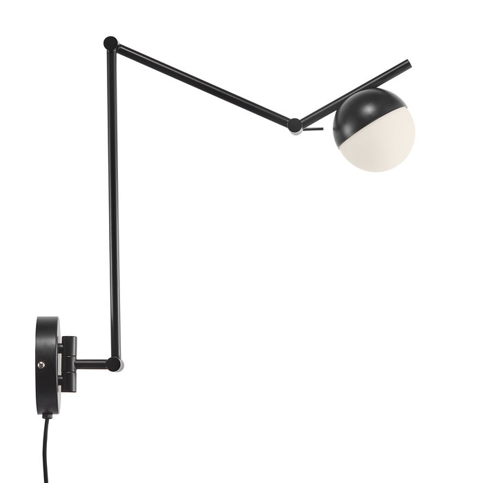 Teign - Black & Opal Adjustable Scandi Wall Light/Pendant Light