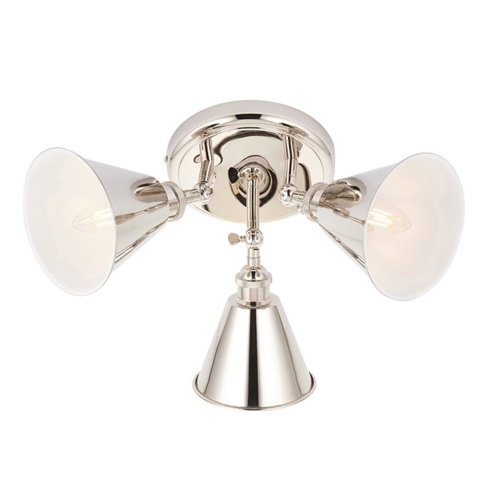 Hunton - 3 Light Round Ceiling Spotlight - Polished Nickel