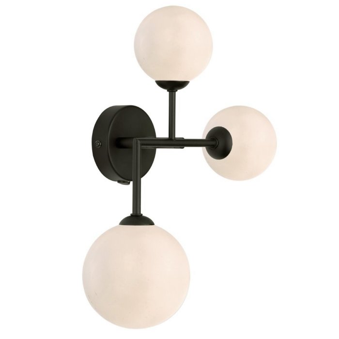 Mac - Matt Black & Opal Glass Globe Statement Wall Light