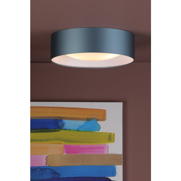 Rheia - 2 Light Flush Light with Bronze Lining & Bespoke Linen Shade