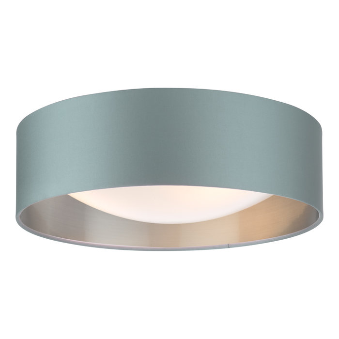 Rheia - 2 Light Flush Light with Silver Lining & Bespoke Linen Shade