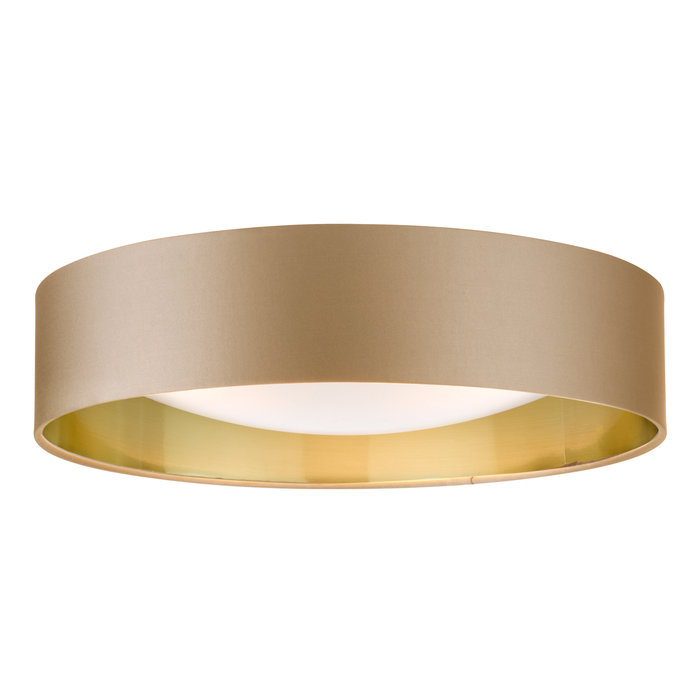 Rheia - 2 Light Flush Light with Gold Lining & Bespoke Linen Shade