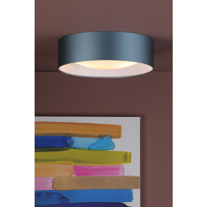Rheia - 3 Light Flush Light with Gold Lining & Bespoke Linen Shade