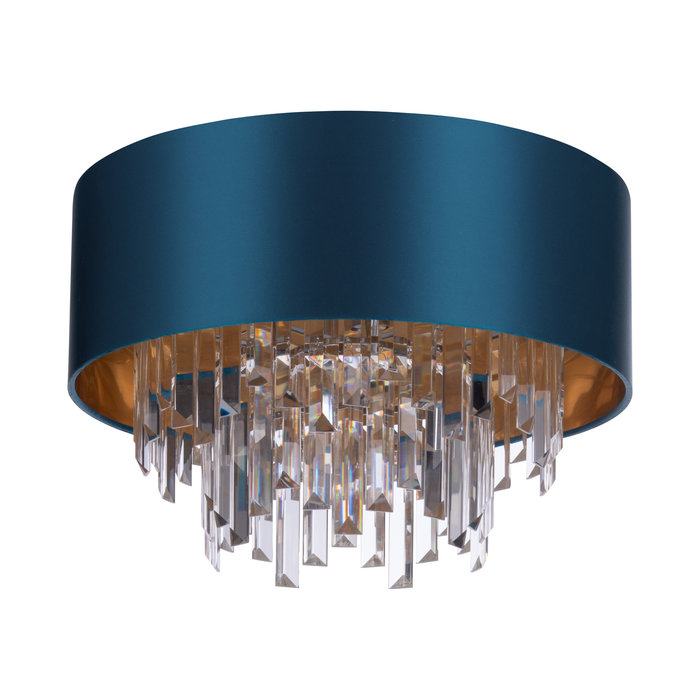 Harlie - Crystal and Chrome Flush Light with Bronze Lining & Bespoke Shade