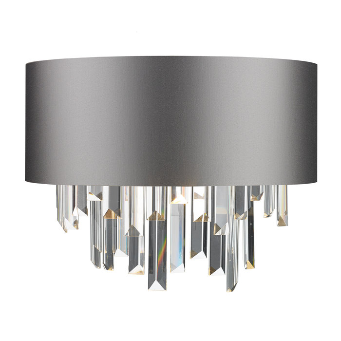 Harlie - Crystal and Chrome Flush Light with Bronze Lining & Bespoke Shade