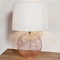Eve - Soft Pastel Pink Tinted Ribbed Glass Table Lamp & Vintage White Shade