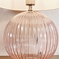 Eve - Soft Pastel Pink Tinted Ribbed Glass Table Lamp & Vintage White Shade