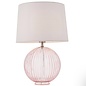 Eve - Soft Pastel Pink Tinted Ribbed Glass Table Lamp & Vintage White Shade