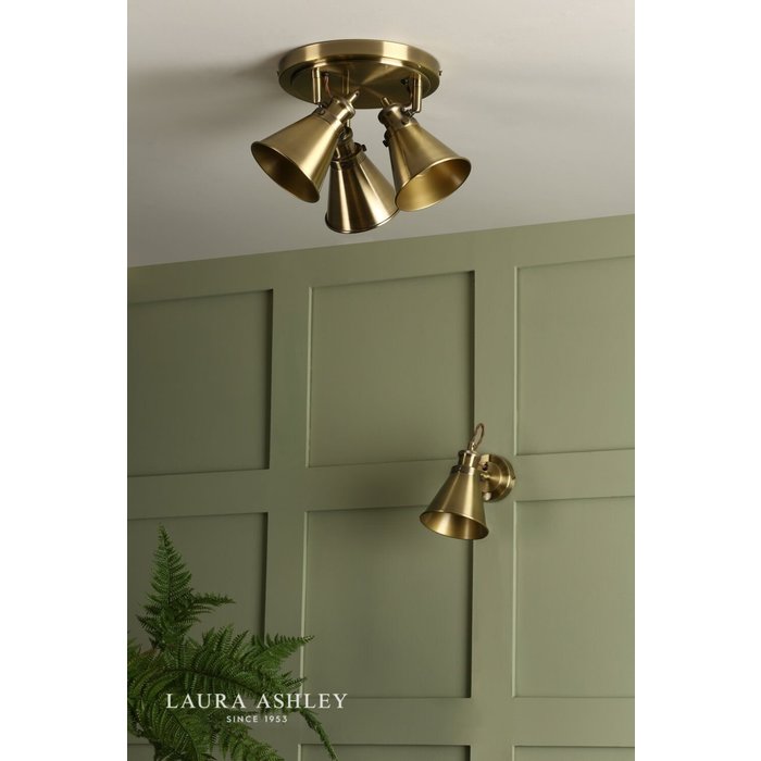 Rufus - Antique Brass 3 Light Round Spotlight - Laura Ashley