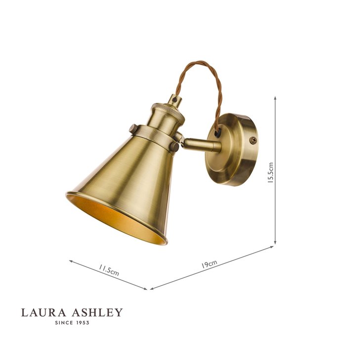 Rufus - Antique Brass Single Spotlight - Laura Ashley