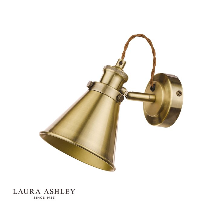 Rufus - Antique Brass Single Spotlight - Laura Ashley