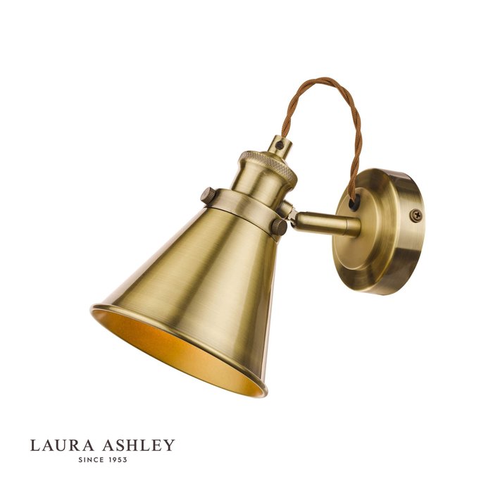 Rufus - Antique Brass Single Spotlight - Laura Ashley