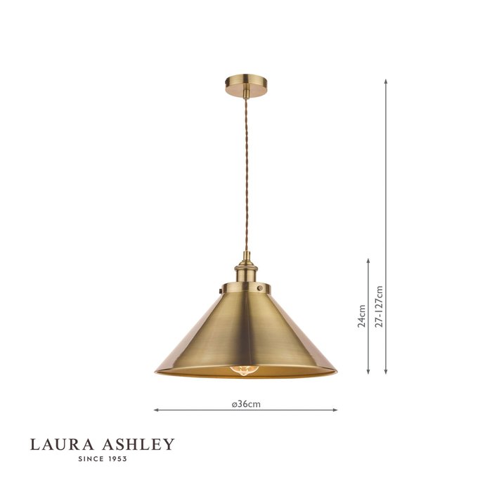 Rufus - Large Antique Brass Pendant - Laura Ashley