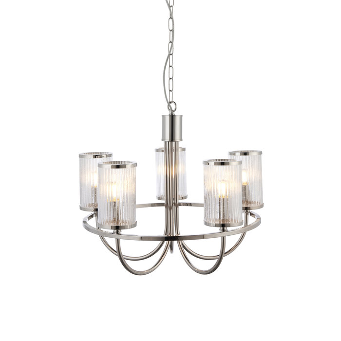 Cora - Polished Nickel Armed Chandelier Ceiling Light