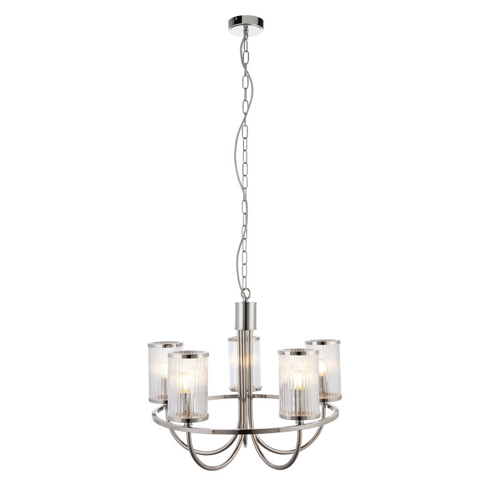 Cora - Polished Nickel Armed Chandelier Ceiling Light