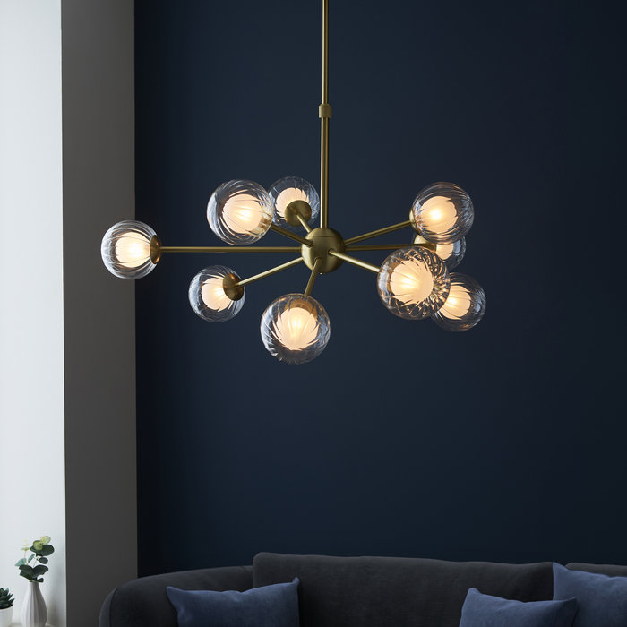 Beatrice - 9 Light Brass Armed Chandelier Pendant Light