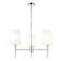 Selena - 3 Light Polished Nickel Armed Chandelier with White Shades