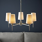 Selena - 5 Light Polished Chrome Armed Chandelier with White Shades