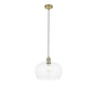 Una - Clear Glass and Antique Brass Pendant - Medium