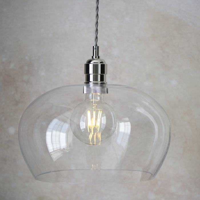 Una - Clear Glass and Nickel Pendant - Medium