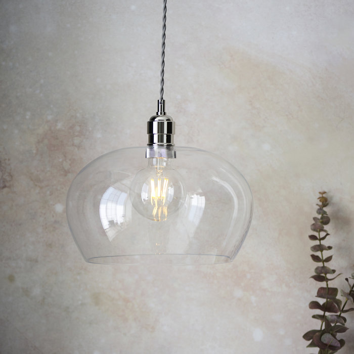 Una - Clear Glass and Nickel Pendant - Medium