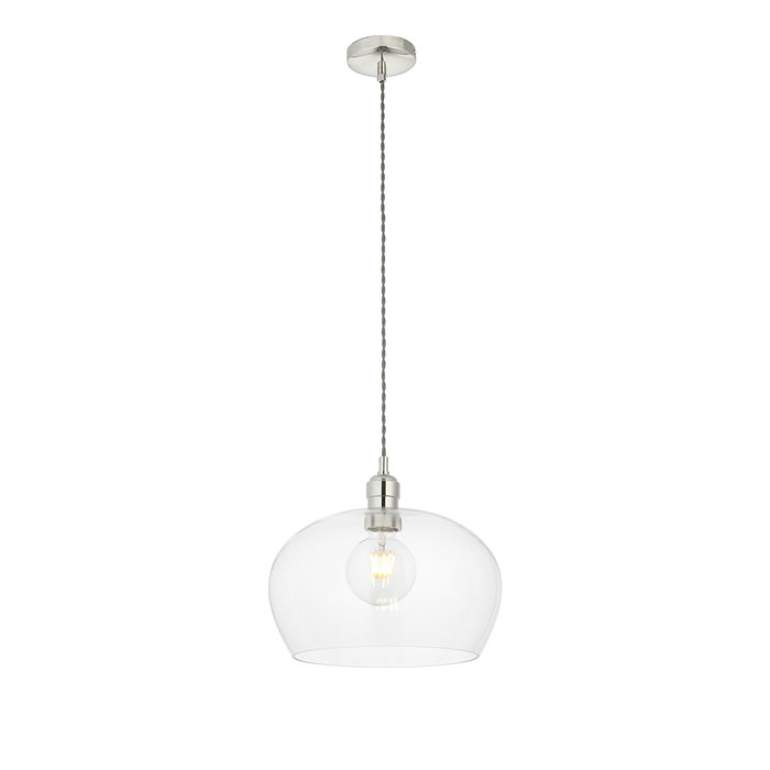 Una - Clear Glass and Nickel Pendant - Medium