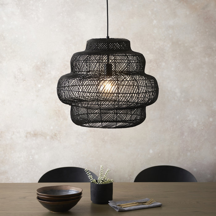 Bernard - Handmade Black Rattan Basket Pendant