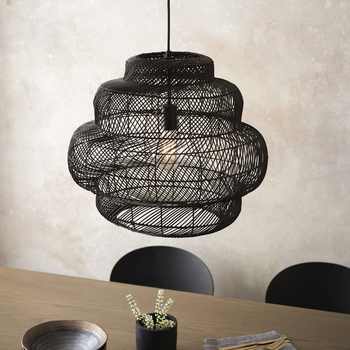 Bernard - Handmade Black Rattan Basket Pendant