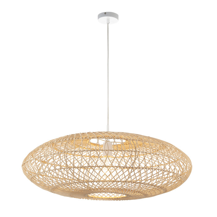 Bernie - Natural Rattan Oval Pendant - Large