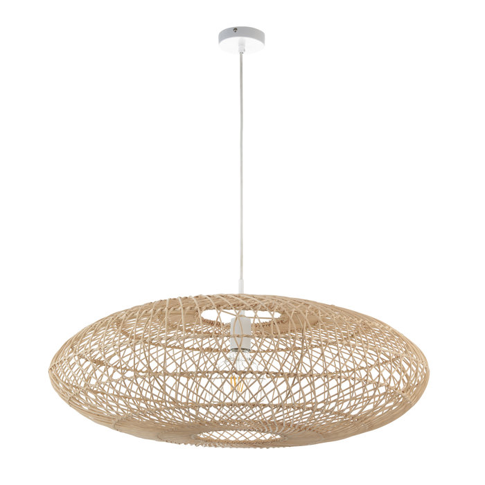 Bernie - Natural Rattan Oval Pendant - Large