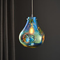 Artie - Bulbous Metallic Blue Glass Pendant - Large