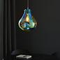 Artie - Bulbous Metallic Blue Glass Pendant - Large