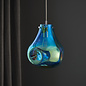 Artie - Bulbous Metallic Blue Glass Pendant - Large
