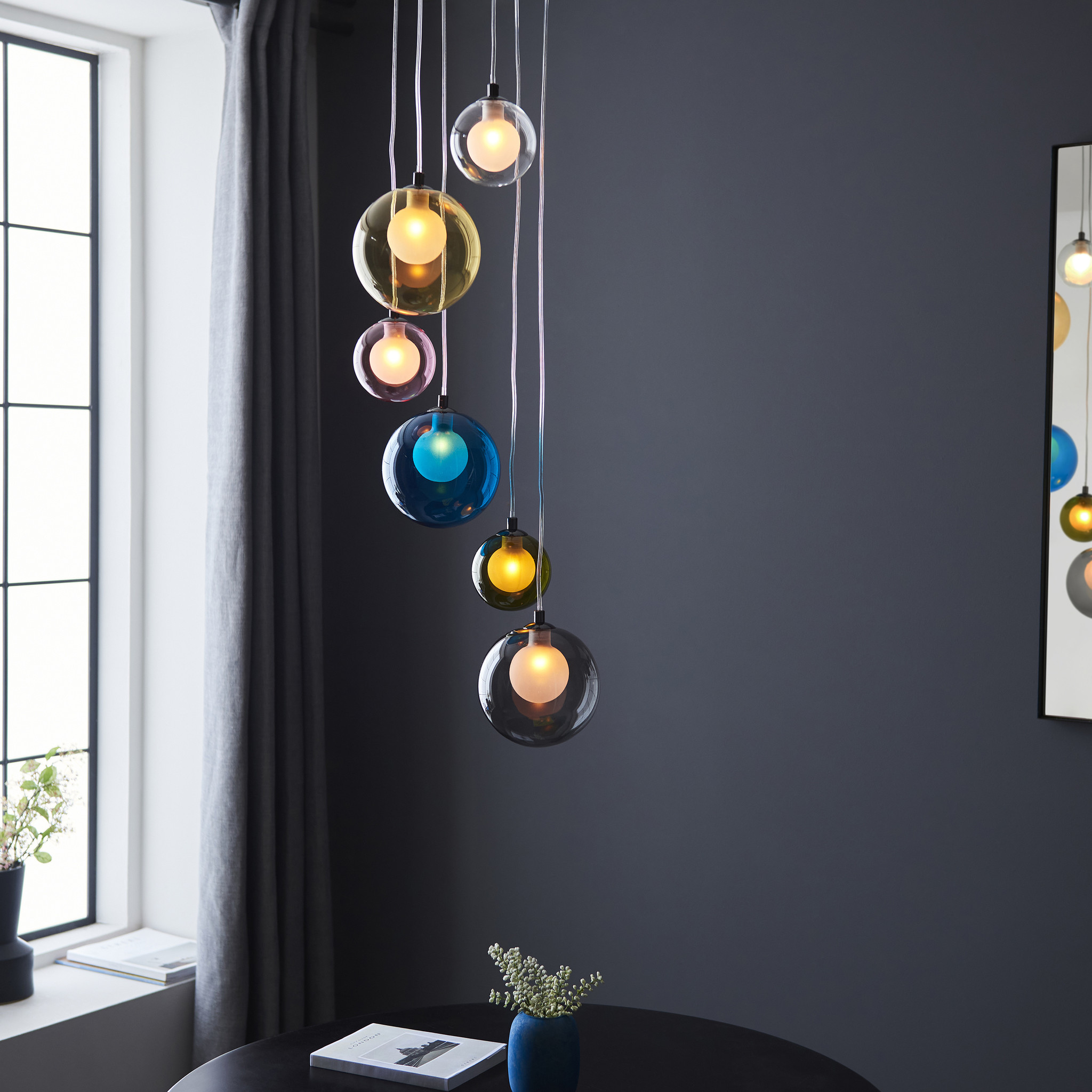 Multi coloured cluster pendant light deals