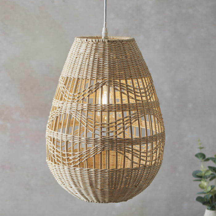 Rita - Handmade, Sustainably Sourced Rattan & Bamboo Teardrop Pendant