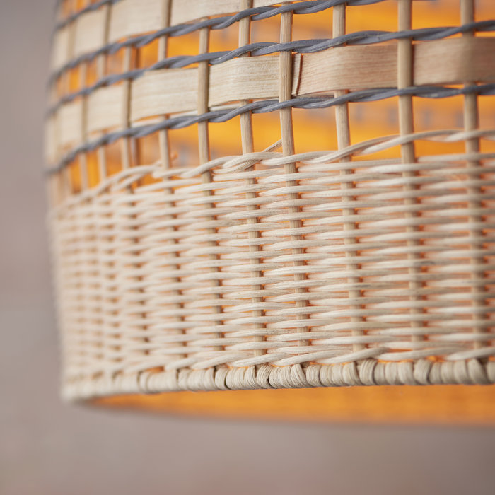 Rita - Handmade, Sustainably Sourced Rattan & Grey Basket Pendant