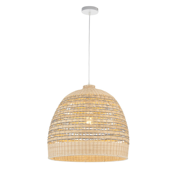 Rita - Handmade, Sustainably Sourced Rattan & Grey Basket Pendant