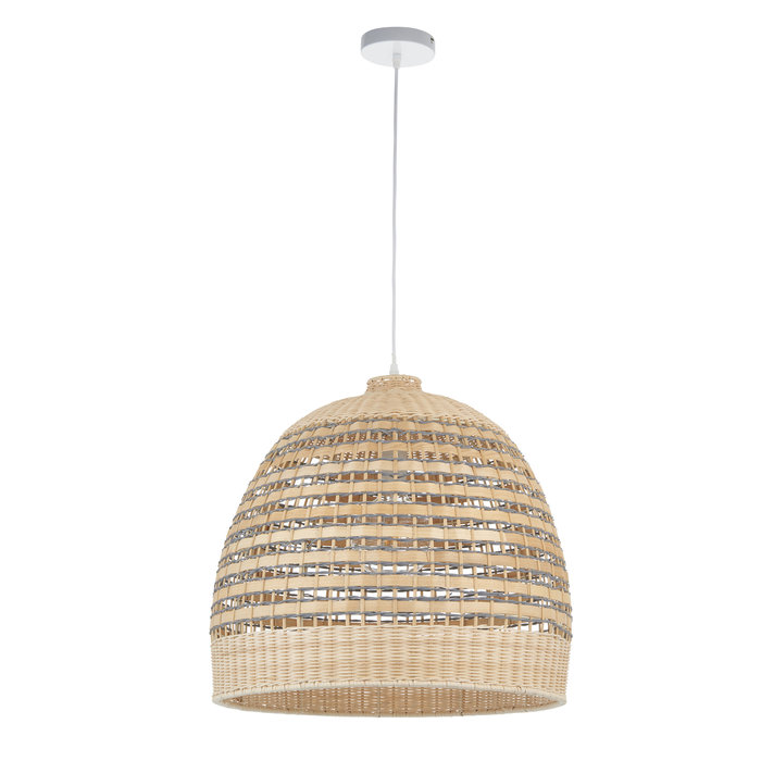 Rita - Handmade, Sustainably Sourced Rattan & Grey Basket Pendant