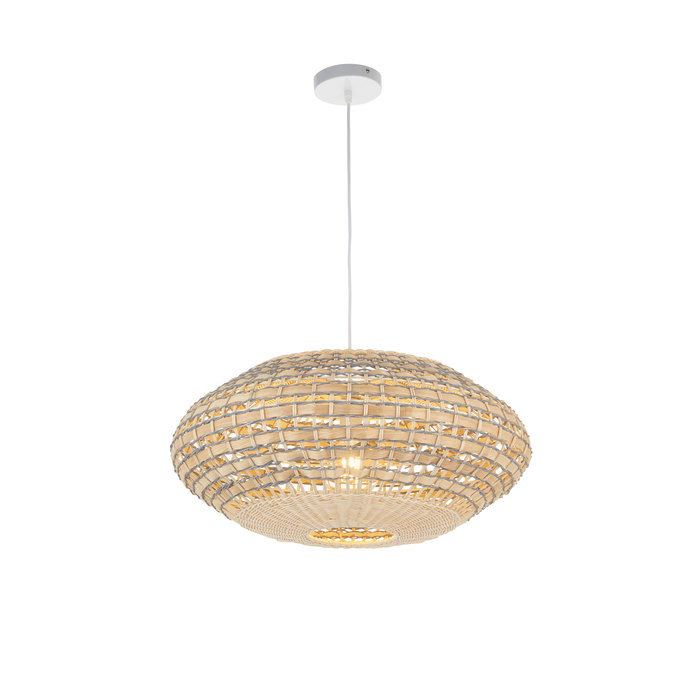 Rita - Handmade, Sustainably Sourced Rattan & Grey Oval Pendant