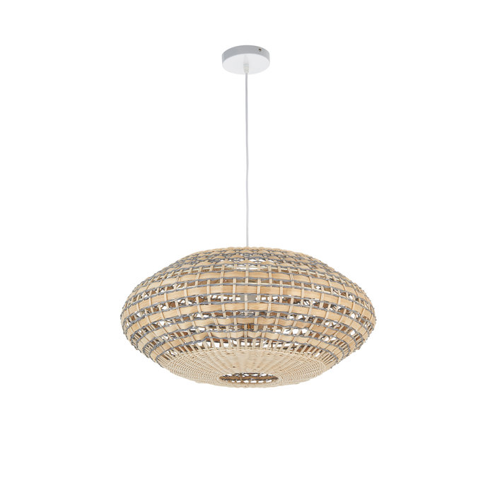 Rita - Handmade, Sustainably Sourced Rattan & Grey Oval Pendant