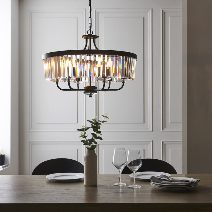 Beata - Round Black & Glass Ceiling Light