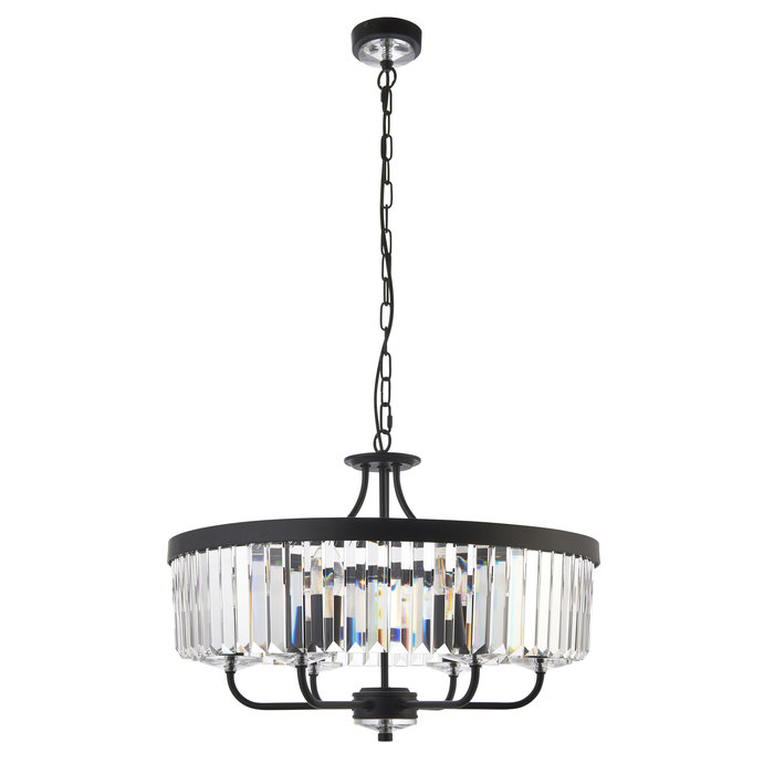 Beata - Round Black & Glass Ceiling Light