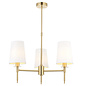 Selena - 3 Light Polished Satin Brass Armed Chandelier with White Shades
