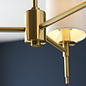 Selena - 3 Light Polished Satin Brass Armed Chandelier with White Shades