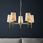 Selena - 5 Light Polished Satin Brass Armed Chandelier with White Shades
