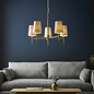 Selena - 5 Light Polished Satin Brass Armed Chandelier with White Shades